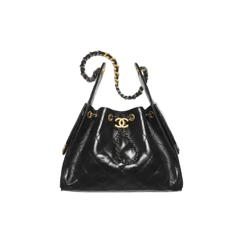 CHANEL 25Bag Блестящий Плиссированный Телячья Кожа Сумка через плечо Женская Черная