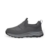 Темно-серый, мужской (размеры 39-46), слипоны, утолщенные и с флисовой подкладкой, термическая, для пожилых, утепленная обувь, зимняя, водонепроницаемая, противоскользящая