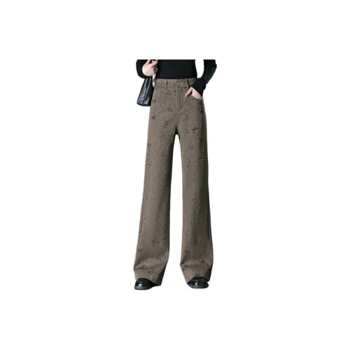 FAVMARTHA Бабочка Цветок [С флисовой подкладкой] Брюки Женские Джинсы