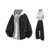 Чёрный+Белый Серый Свитшот+Чёрные Штаны