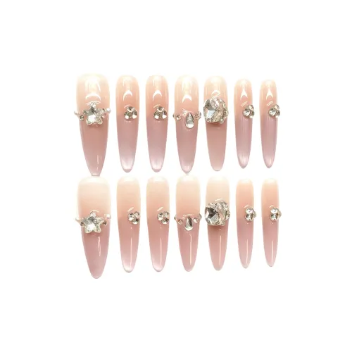 Fanze Сладкий Desire Принцесса Французский Кошачий глаз Квадрат Sugar Ромб False Nail Длинный Заостренный Нюдовый Градиентный Flashing 30MM