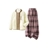 [Thickened и с флисовой подкладкой] Толстый Board Mark K Ecru + Однотонный Розовый Клетка