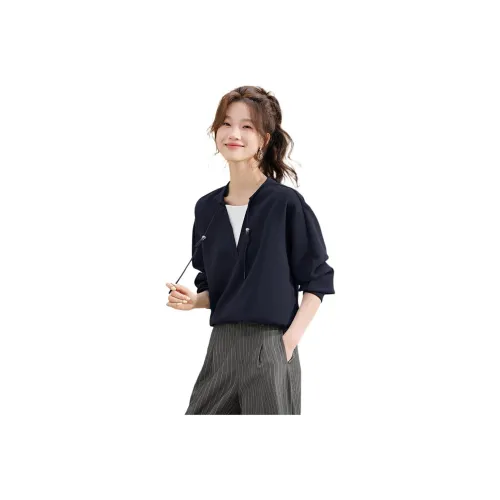 MOHANYIMEI Темно-синий синий женский свитшот