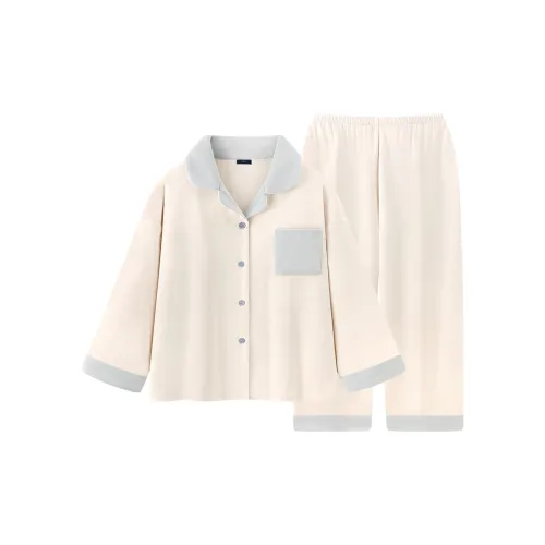 QTUR Синий Белый Сладкий Кокос Зеленый Теплый Флис Комплект Пижамные Наборы для Женщин