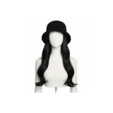 Черная посуда шляпа - длинные волнистые - натуральный черный