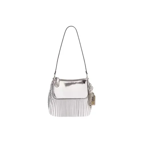 COACH Penn Кожа Плечевая Сумка Маленькая Женская Серебряная