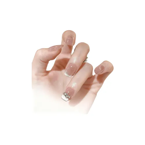 XNTX Французский Кошачий глаз False Nail Короткий Квадрат Мягкий Color Series Телесный Flashing