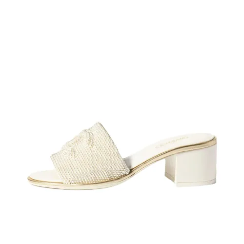 Chanel Шлепанцы 5 см Женские Айвори Белый