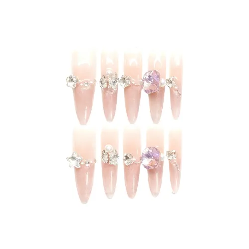 Fanze Сладкий Ambiance Ледяная прозрачность Розовый Серия Кошачий глаз Премиум Handcrafted False Nail Заостренный Тип