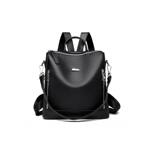 WXRX Коровья кожа Рюкзак Стандартный Женский Черный