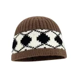 Ромб Вязаная Шапка-Кофе