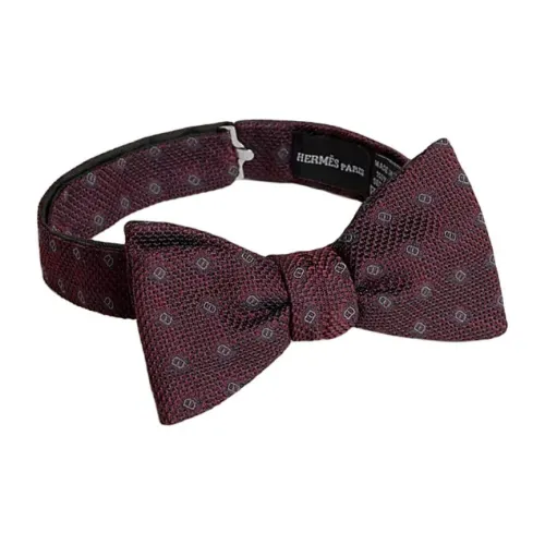 HERMES Тутовый шелк Мужской галстук-бабочка Бордо Серый