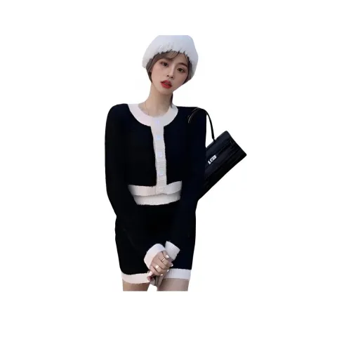 EFCR Черный Двухкомпонентный Комплект Женские Юбка-Куртка