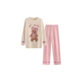 Круглый вырез, мультяшный медведь (замша на одной стороне)