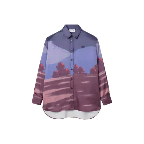 LACOSTE Collaboration ADI Синий Коричневый Фиолетовый Светло-Розовый Женские Рубашки