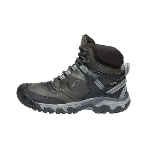 KEEN Ridge Fle MID WP Амортизация Противоскользящий Устойчивый к истиранию Высокий Топ Уличная обувь Мужская Черная