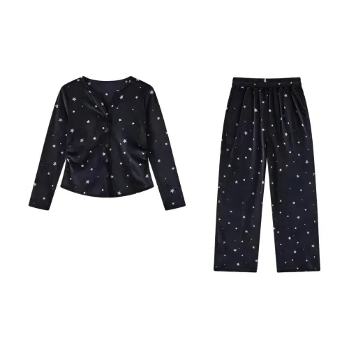 MUQINGQING Романтический Звездный Черный Женские Пижамные Комплекты