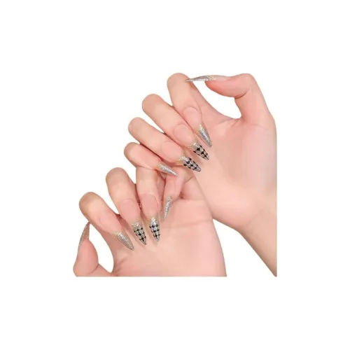 Yun Yue Joe Французский CHANEL Inspired Осветляющий Западный Горячая девушка Премиум False Nail Длинный Абрикос Градиентный Блестки