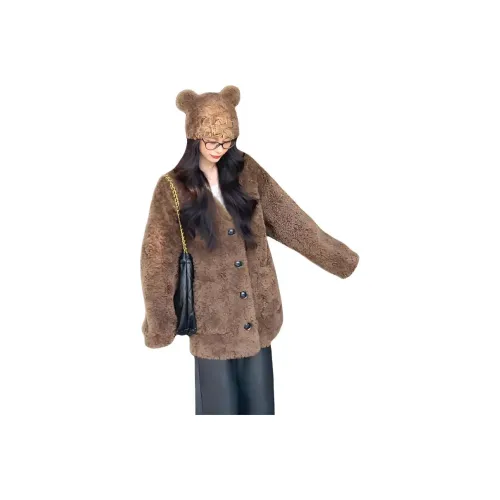 EFCR Кофе Утепленное Женское Пальто