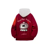 Бордовый хлопковый пуховик (в комплекте с высококачественным белым и серым свитшотом Фотиния)