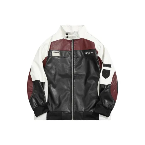 QEWBG Бордовый Красный Унисекс Кожаные Куртки