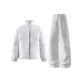 Белый Фотиния Серый Пальто + Белые Штаны