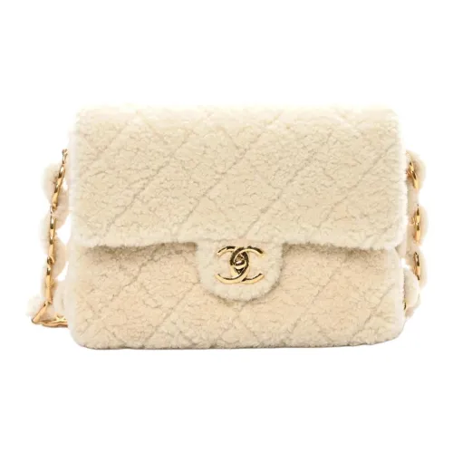 CHANEL Искусственный мех Сумка через плечо Сумка на плечо Женская Экрю