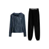 Set (Темно-синий синий пальто + черные штаны)