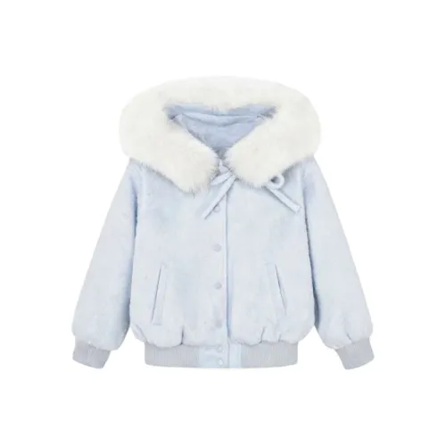 IQC Светло-синие Женские Бархатные Куртки