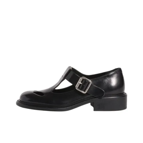 MIU MIU Грубый каблук Туфли Мэри Джейн Женские Черные