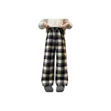 Классические черные шерстяные клейкие рисовые брюки (с флисовой подкладкой)