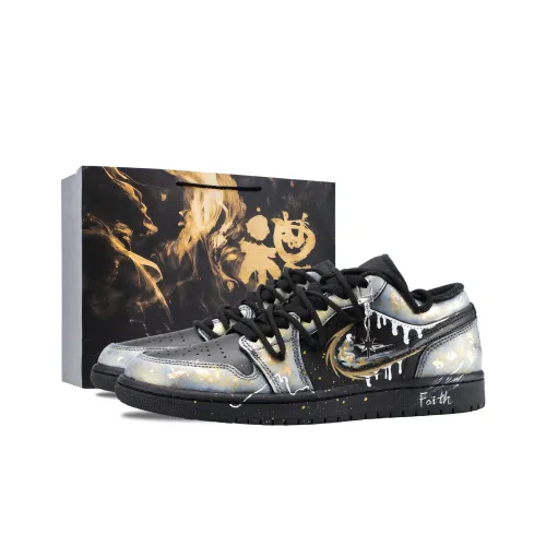 Jordan Air Jordan 1 Night Cushioning Винтажные баскетбольные кроссовки Мужской Черный Золотой