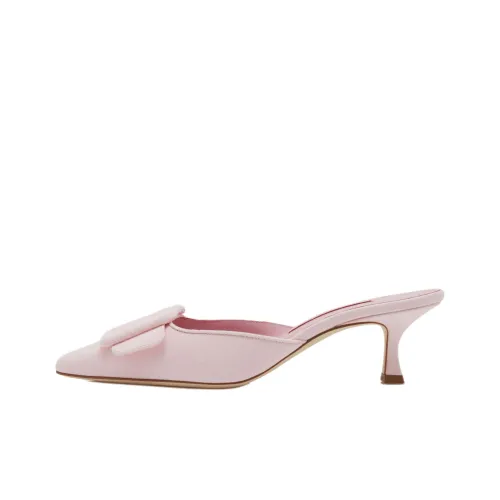 MANOLO BLAHNIK Нет Особенный Эффект Домашние тапочки 5 см Женские Светло-розовый