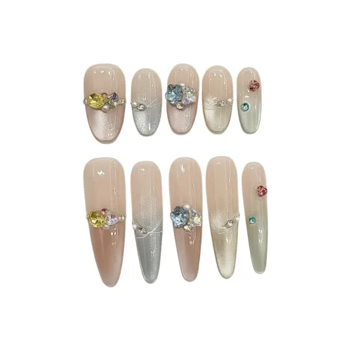 Fanze Многоцветный Лето Многоцветный Кошачий глаз Весенне-летний Свежий Цветной страз Минималистский стиль Ручной