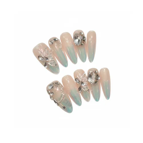 SHAQINUO Aurora Butterfly Фея Rhinestone Украшенный Мягкий Линия Ручная Работа Бусины Nail Art 28mm