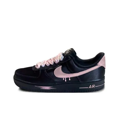 Nike Air Force 1 Розовый Красота Амортизация Износостойкий Низкий Топ Скейтборд Кроссовки Унисекс Черно-розовый
