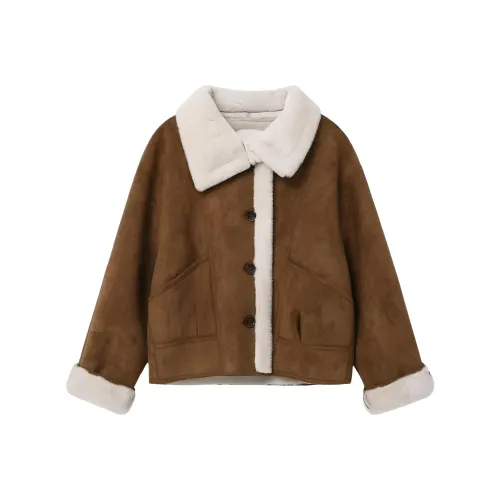 OSQ Коричневый Женские Бархатные Куртки