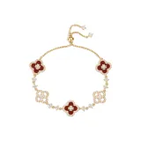 Красный лотос, четырехлистный клевер, счастливый браслет