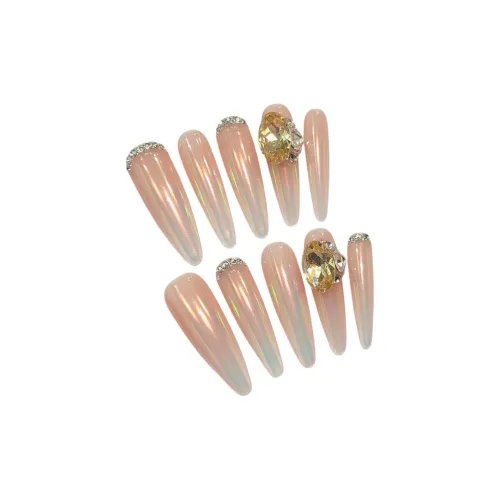 Fanze Галактический Yunzhou Аврора Иллюзия Цвет Pave Ромб False Nail Длинный Заостренный Розовый Градиентный Flashing