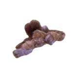 Коричневый фиолетовый бант заколка-коготь (13 см)