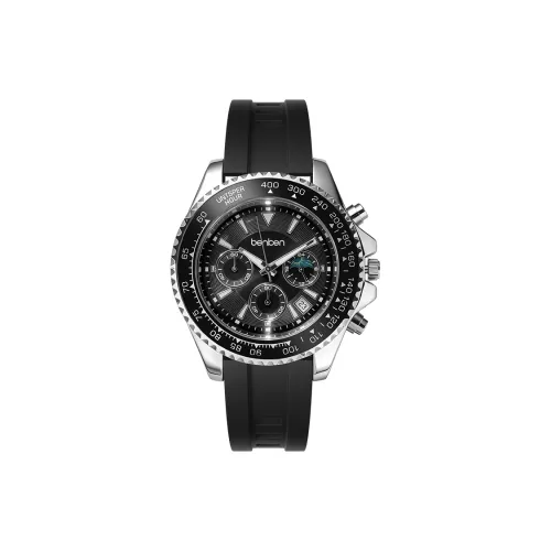 BENKEN Кварцевый механизм силиконовый ремешок мужские часы черный циферблат