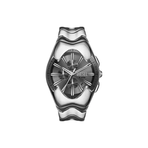 DIESEL Мужские часы Кварцевый механизм Ремешок из нержавеющей стали 28 мм Серый циферблат