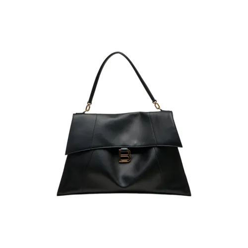 Balenciaga Hourglass Кожа Одно Плечо Сумка Большая Женская Черная