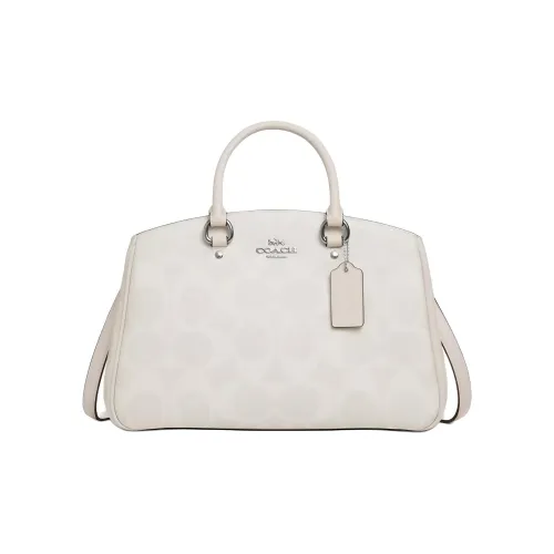 COACH Покрытый холст Сумка через плечо Сумка Большая Женская Белая