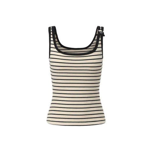 CHIWAWAMEME Черный Абрикосовые Полосы Женские Майки