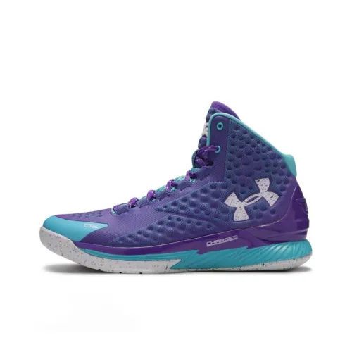 Under Armour Curry 1 Father And Son High Топ Баскетбольные кроссовки для игры Мужской Фиолетово-синий