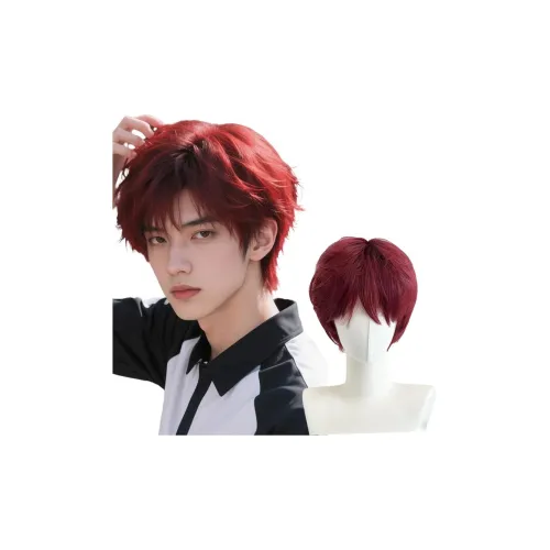 GLUNA Красный Перука Мужская Короткие волосы Корейский стиль Handsome Full Голова Набор Имитация Естественный Fluff Мужской