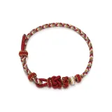 Персиковый браслет с узлом - шнурок - радостный красный