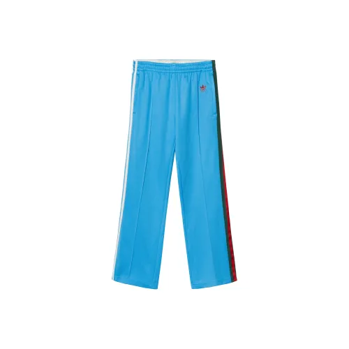 GUCCI X ADIDAS X GUCCI Co Брендированная Серия SS22 Вязаные Спортивные Штаны Мужские Светло-Синие