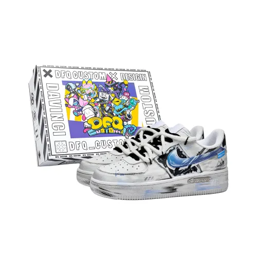 Nike Air Force 1 Snow Night Racing Box Амортизация Износостойкий Низкий Топ Скейтбординг Кроссовки Unisex Синий Белый